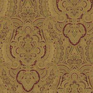The Wallpaper Company 8 in x 10 in Purple And Gold Damask Swirl 