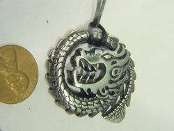 BUTW Dragon Spiral pewter pendant necklace 1894B  