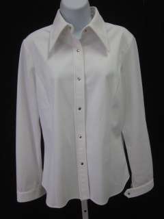 BARBARA BUI White Fleece Lined Button Down Shirt Sz L  