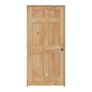   Unfinished Left Hand 6 Panel Pre Hung Door B64760 at The Home Depot