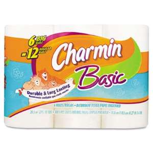 Charmin Basic Big Roll, One Ply, 308 Sheets/Roll, 6/Pack at 