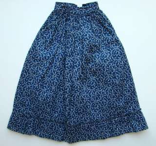 C1860 70 Indigo Blue Calico Doll Skirt Antique Fabulous  