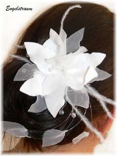Haarschmuck Blume Perle Feder Hochzeit Kommunion (S223)  