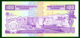 BURUNDI 100 FRANCS P 37 UNC GEM BANKNOTE (1.5.2006)  