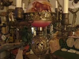 18th Bronze Kerosine/Oil hanging Lamp/chandelier marked  