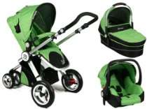 3in1 ALU Kombi Kinderwagen mit Babyschale & Tragewanne , Luftreifen 