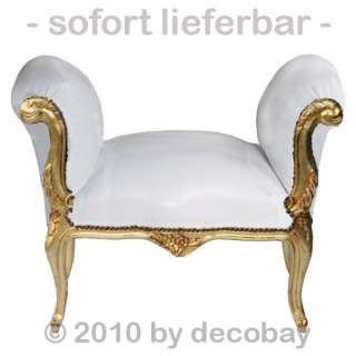 Sitzbank Esszimmer Antikes Barock Design weiß gold Edel  