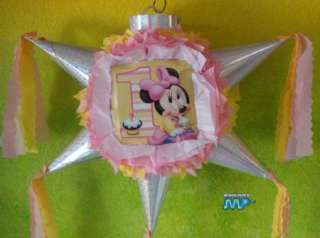 Pinata Baby Minnie Mouse 1 Year Star Shape Festive Holds Candy Hand 