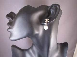 Auth CHANEL 10A Gold Mini CC Dangle Pearl Earrings NEW  
