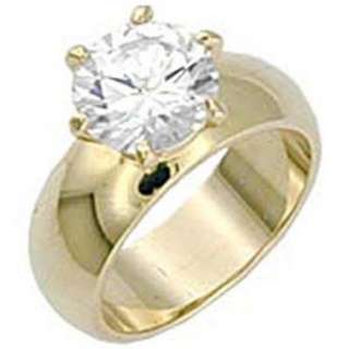 New 14KT Gold Overlay 4 Ct Solitaire CZ Ring   Sizes 4 12  