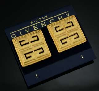 Vintage Givenchy Logo Gold Square Logo Clip 1 28 mm Medallion 