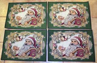 Fitz & Floyd Christmas Santa Tapestry Placemats Set/4  