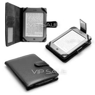 KINDLE TOUCH BLACK LEATHER COVER CASE WITH POCKETS AND LED READING 