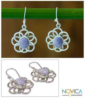 MAYA LILAC~~Guatemala Silver & Jade Earrings by Novica  