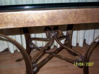 TWO large END / COFFEE TABLES WROUGHT IRON BEV GLASS Expensive orig.$ 