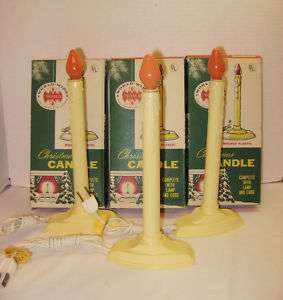 VTG 50s NOMA CHRISTMAS PLASTIC ELECTRIC CANDLE LOT ~ 3  