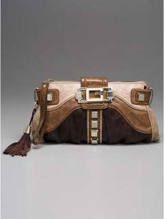 GUESS ONTARIO BROWN MULTI BIG SIZE CLUTCH  TOP STYLE  