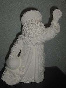 Ceramic Bisque Ready to Paint Santa w Sun and Globe  