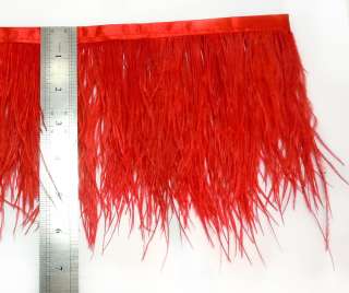 Fj4 4 6 Red Ostrich feather fringe Trim per Feet  