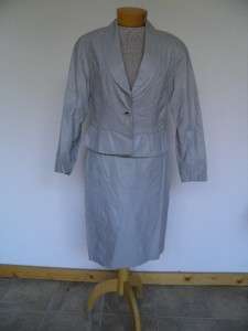 VTG 80s WILSONs LEATHER Pemplum Jacket Skirt Suit sz L  