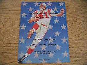 1961 AFC Dayton Triangles/Port Huron FB Program Sept 16  
