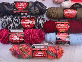   60 SKEINS OF YARN plus Lots of Extras Knit Crochet Red Heart Sayelle