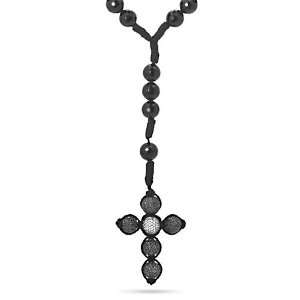 ROCK & GEMZ Silver CZ Jabari Disco Ball Rosary Necklace: Jewelry 