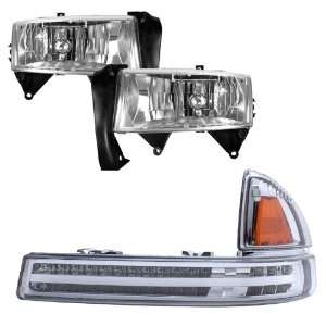   98 03 Dodge Dakota Chrome Headlights + Bumper Light Combo Automotive