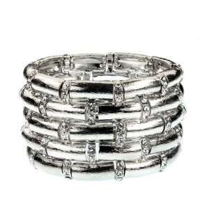  Designer Inspired Silver Crystal Stone Stretch Bracelet 