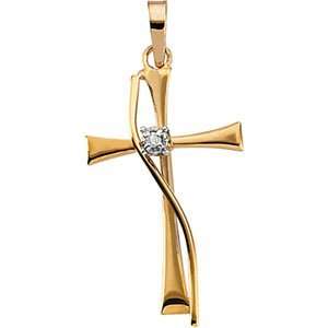    14K Yellow Gold Diamond Cross Pendant: DivaDiamonds: Jewelry