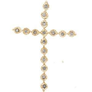  1/8 Carat Diamond Gold Over Sterling Silver Cross Pendant 