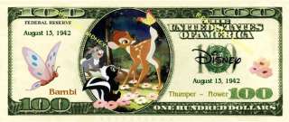 BAMBI *$100 Disney Dollar Novelty Collectors Bill *New!  