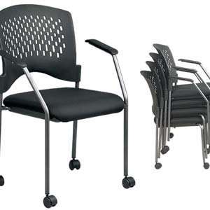  Titanium Finish Rolling Visitors Chair with Casters, Arms 
