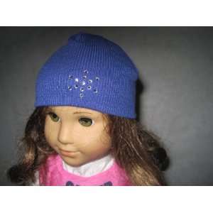  Blue American Girl Doll Hat with Rhinestones for 18 Inch Dolls 