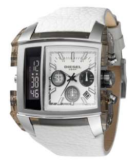 Mens DIESEL DZ7157 Analog Digital White Leather Watch  
