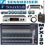 Sennheiser ew300IEMG3 In Ear Monitor System Soundcraft MFXi20 20 Ch 