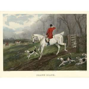 HORSE: Fox Hunting Scene with Horse and Hounds  DRAWN BLANK Farm 
