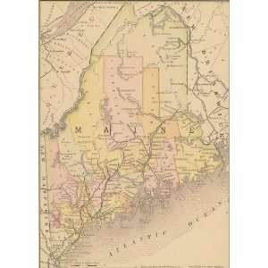  McNally 1888 Antique Railroad Map of Maine Office 