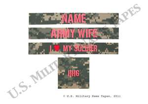 Army Army Wife ACU Name Tape Set w/o Velcro  