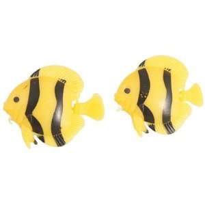   Yellow Plastic Aquarium Floating Artificial Fish 2 Pcs