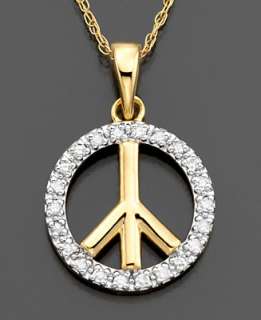 Diamond Necklace, 14k Gold Diamond Peace Pendant (1/10 ct. t.w 