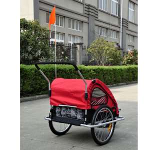 2IN1 DOUBLE KIDS BABY BIKE BICYCLE TRAILER STROLLER JOGGER CARRIER 