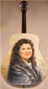 AMY GRANT *SIGNED* Oil Portrait on Guitar by ROY BILLS (2002) Michigan 