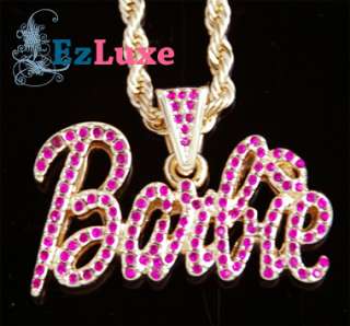 ICED NICKI MINAJ Barbie Pendant Ladies Hip Hop Necklace  
