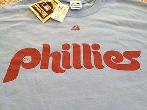 Philadelphia Phillies Retro Throwback Vintage T Shirt Jersey Majestic 