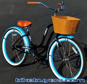   1speed Womens Beach Cruiser Bike + Plastic Wicker Basket MDBB  