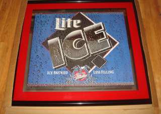 New Miller Lite Ice Beer Mirror Sign w/ Frame Large 29 x 32 NIB  