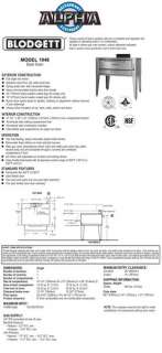 Blodgett 48 Single Deck Gas or Propane Oven 1048Single  
