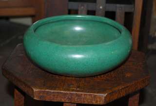 Arts & Crafts Matte Green Low Art Pottery Bowl  