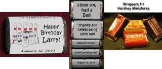 BOWLING Birthday Miniatures Candy Wrappers Personalized Party Favors 